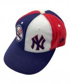 New Eraニューエラ）の古着「キャップ　GENUINE MERCHANDISE　YANKEES クレイジーパターン」｜ネイビー×ホワイト