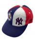 New Era（ニューエラ）の古着「キャップ　GENUINE MERCHANDISE　YANKEES クレイジーパターン」｜ネイビー×ホワイト