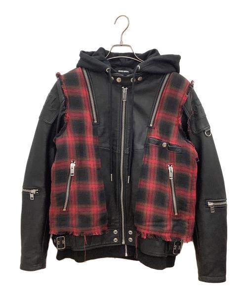 DIESEL（ディーゼル）DIESEL (ディーゼル) L-NORMAN JACKET レッド×ブラック サイズ:Mの古着・服飾アイテム