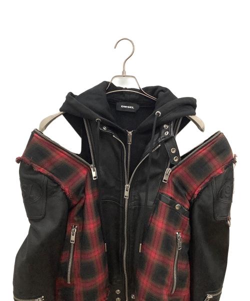 DIESEL（ディーゼル）DIESEL (ディーゼル) L-NORMAN JACKET レッド×ブラック サイズ:Mの古着・服飾アイテム