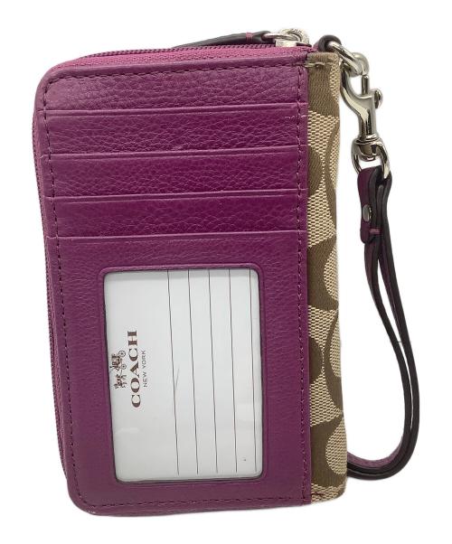 COACH（コーチ）COACH (コーチ) 財布　シグネチャー ベージュ×パープルの古着・服飾アイテム
