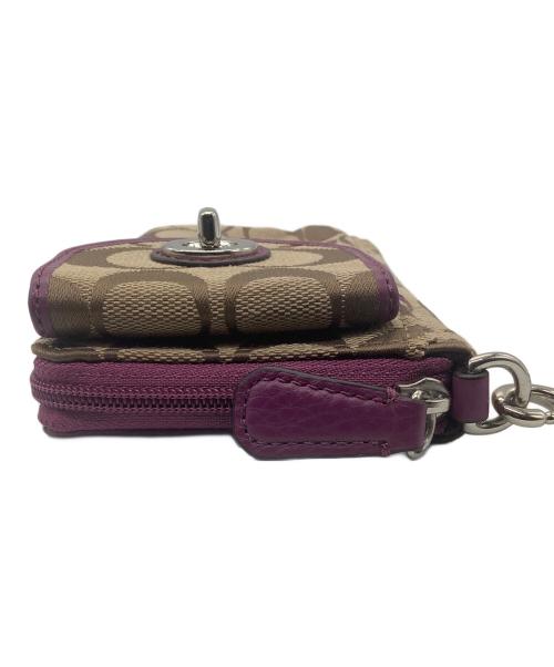 COACH（コーチ）COACH (コーチ) 財布　シグネチャー ベージュ×パープルの古着・服飾アイテム