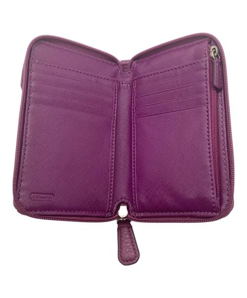 COACH（コーチ）COACH (コーチ) 財布　シグネチャー ベージュ×パープルの古着・服飾アイテム
