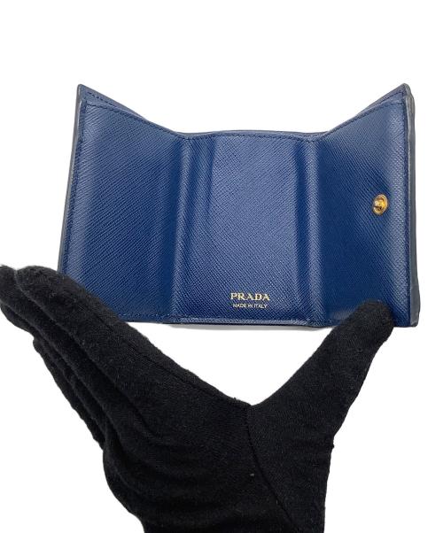 PRADA（プラダ）PRADA (プラダ) 3つ折り財布　サファイアーノ ネイビーの古着・服飾アイテム