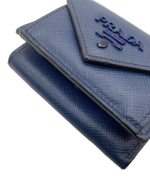 PRADA（プラダ）PRADA (プラダ) 3つ折り財布　サファイアーノ ネイビーの古着・服飾アイテム