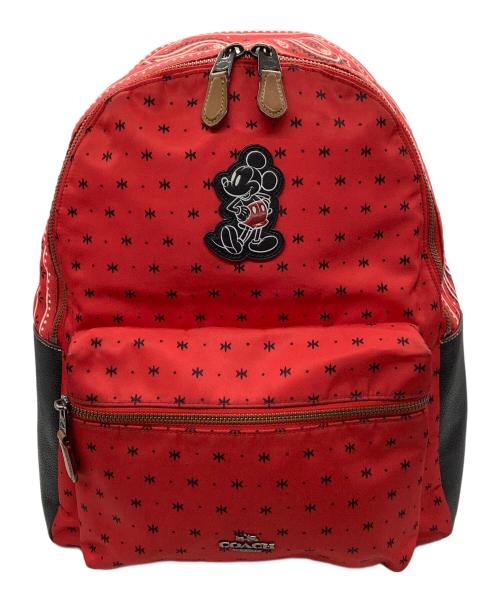 COACH（コーチ）COACH (コーチ) DISNEY (ディズニー) リュック レッド×ブラックの古着・服飾アイテム
