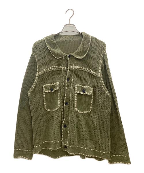 PHINGERIN（フィンガリン）PHINGERIN (フィンガリン) ニットカーディガン グリーン サイズ:Lの古着・服飾アイテム