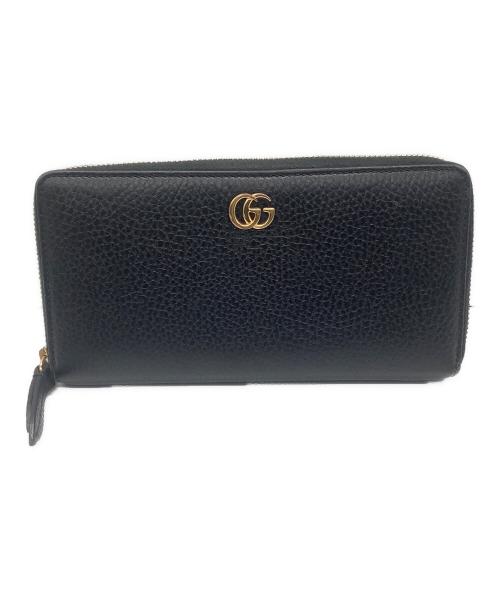 GUCCI（グッチ）GUCCI (グッチ) 長財布　ダブルGジップアラウンドウォレット ブラックの古着・服飾アイテム