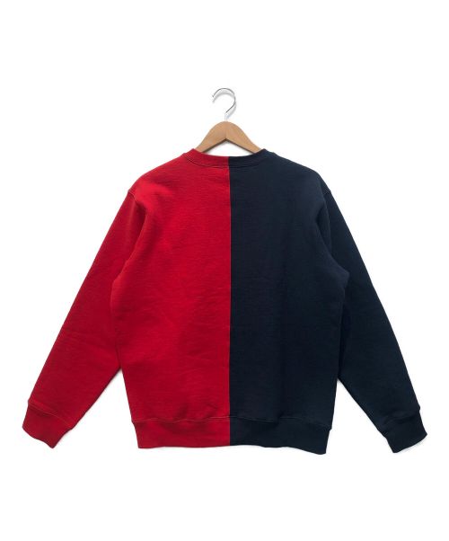 SUPREME（シュプリーム）SUPREME (シュプリーム) SPLIT CREWNECK SWEAT SHIRT レッド×ネイビー サイズ:Sの古着・服飾アイテム