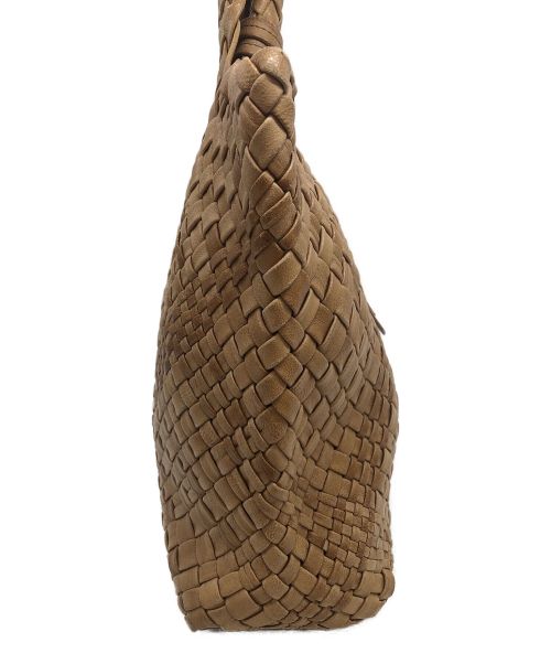 FALORNI（ファロルニ）FALORNI (ファロルニ) イントレチャートレザートートバッグ ブラウンの古着・服飾アイテム