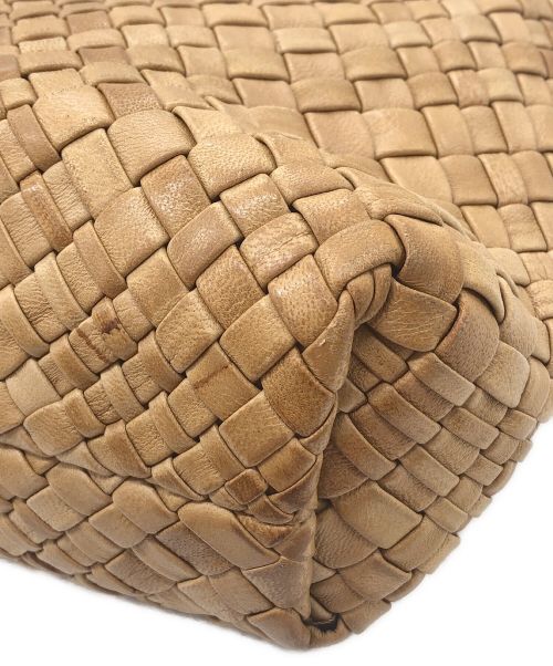 FALORNI（ファロルニ）FALORNI (ファロルニ) イントレチャートレザートートバッグ ブラウンの古着・服飾アイテム