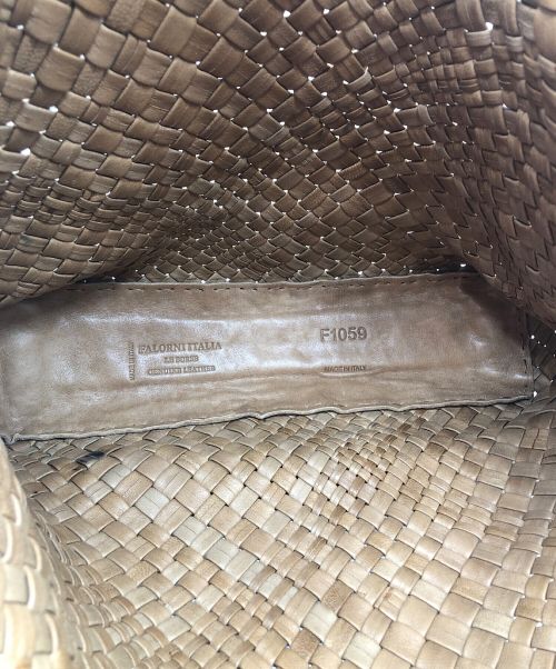 FALORNI（ファロルニ）FALORNI (ファロルニ) イントレチャートレザートートバッグ ブラウンの古着・服飾アイテム