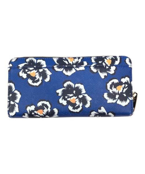 PAUL SMITH（ポールスミス）PAUL SMITH (ポールスミス) ラウンドファスナー財布　フラワープリント ブルー×ブラックの古着・服飾アイテム
