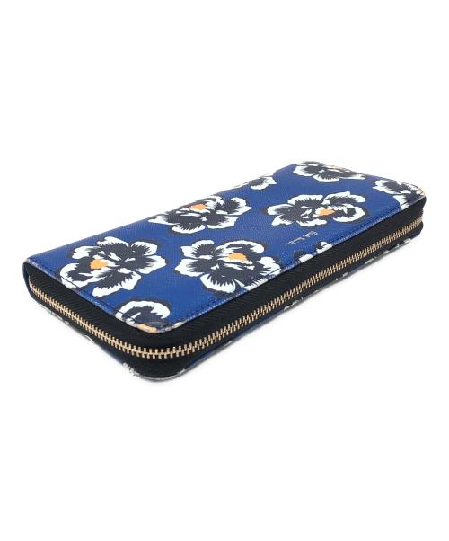 PAUL SMITH（ポールスミス）PAUL SMITH (ポールスミス) ラウンドファスナー財布　フラワープリント ブルー×ブラックの古着・服飾アイテム