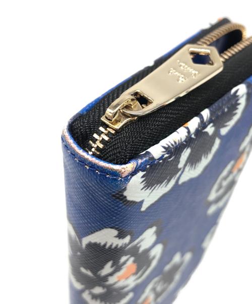 PAUL SMITH（ポールスミス）PAUL SMITH (ポールスミス) ラウンドファスナー財布　フラワープリント ブルー×ブラックの古着・服飾アイテム