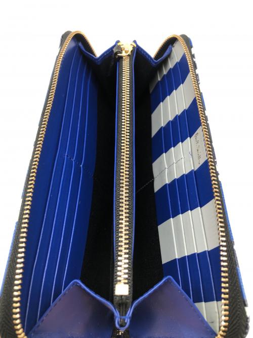 PAUL SMITH（ポールスミス）PAUL SMITH (ポールスミス) ラウンドファスナー財布　フラワープリント ブルー×ブラックの古着・服飾アイテム