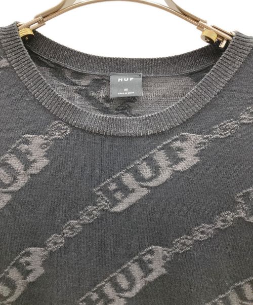 HUF（ハフ）HUF (ハフ) 半袖ニット ブラック サイズ:Mの古着・服飾アイテム