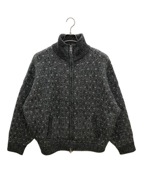 soerte（ソエルテ）soerte (ソエルテ) ジップニット　Oversize jacquard drivers knit グレー サイズ:3の古着・服飾アイテム