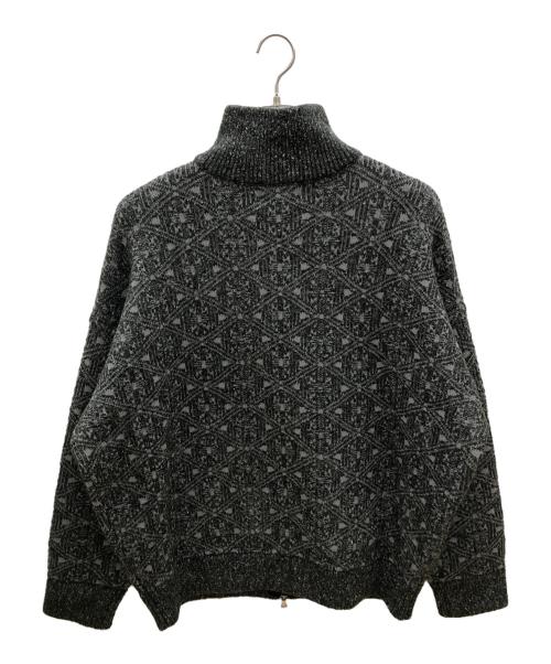 soerte（ソエルテ）soerte (ソエルテ) ジップニット　Oversize jacquard drivers knit グレー サイズ:3の古着・服飾アイテム