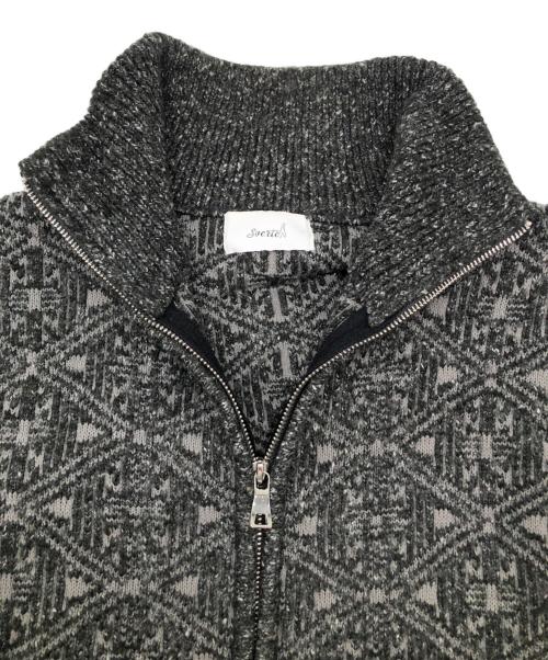 soerte（ソエルテ）soerte (ソエルテ) ジップニット　Oversize jacquard drivers knit グレー サイズ:3の古着・服飾アイテム