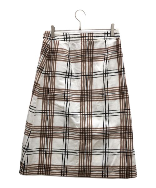 MARGARET HOWELL（マーガレットハウエル）MARGARET HOWELL (マーガレットハウエル) チェックスカート ホワイト×ブラウン サイズ:Ⅱの古着・服飾アイテム