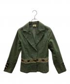 BINDUビンドゥ）の古着「刺繍テーラードジャケット」｜グリーン