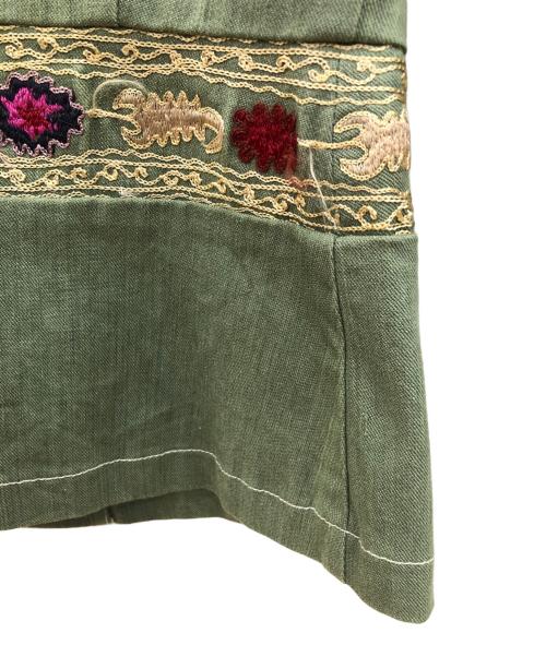 BINDU（ビンドゥ）BINDU (ビンドゥ) 刺繍テーラードジャケット グリーン サイズ:FREEの古着・服飾アイテム