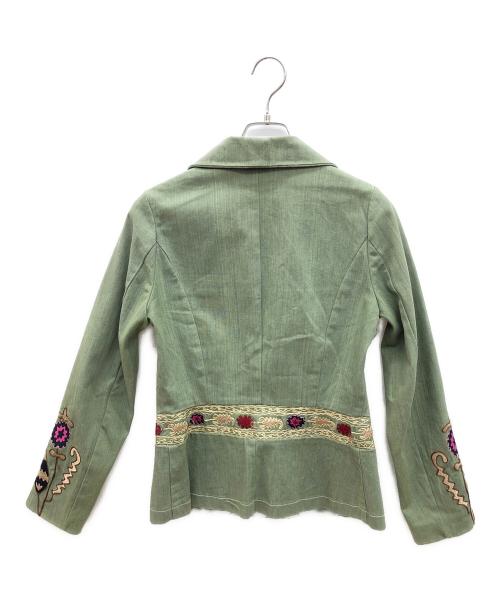 BINDU（ビンドゥ）BINDU (ビンドゥ) 刺繍テーラードジャケット グリーン サイズ:FREEの古着・服飾アイテム