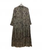 house of lotusハウスオブロータス）の古着「総柄ワンピース」｜ブラック×ベージュ