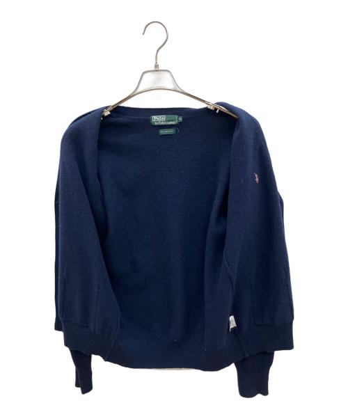 POLO RALPH LAUREN（ポロ・ラルフローレン）POLO RALPH LAUREN (ポロ・ラルフローレン) 80sカーディガン　ラムズウール　古着 ネイビー サイズ:170の古着・服飾アイテム