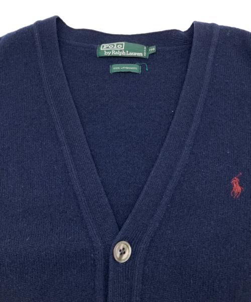 POLO RALPH LAUREN（ポロ・ラルフローレン）POLO RALPH LAUREN (ポロ・ラルフローレン) 80sカーディガン　ラムズウール　古着 ネイビー サイズ:170の古着・服飾アイテム