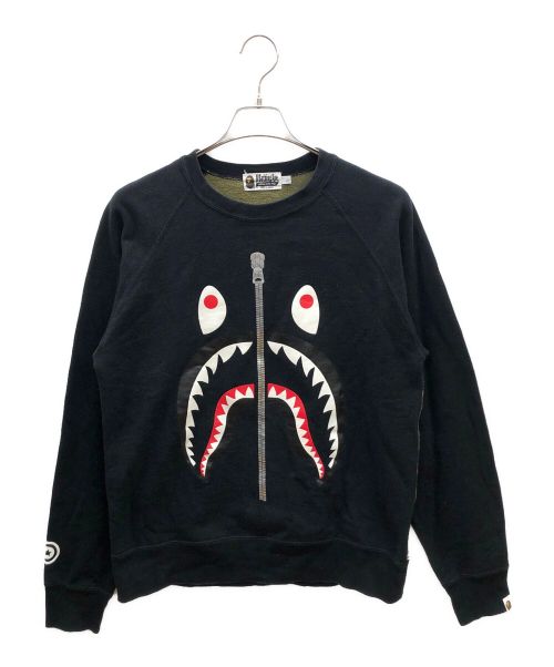 A BATHING APE（ア ベイシング エイプ）A BATHING APE (アベイシングエイプ) SHARK CREWNECK スウェット ブラック サイズ:Lの古着・服飾アイテム