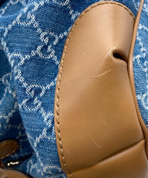 GUCCI（グッチ）GUCCI (グッチ) デニム地2WAYバッグ　GG スーキー インディゴ×ブラウンの古着・服飾アイテム