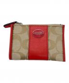 COACHコーチ）の古着「コインケース LEG SIG MINI SKINNY」｜アイボリー×レッド