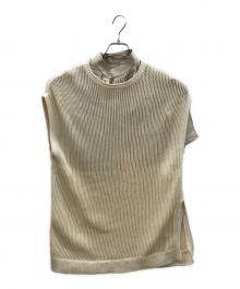 Ameri（アメリ）の古着「ノースリーブニット　COLLAR SET MESH TOP」｜アイボリー