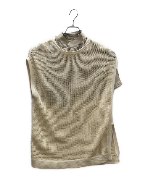 Ameri（アメリ）AMERI (アメリ) ノースリーブニット　COLLAR SET MESH TOP アイボリー サイズ:F 未使用品の古着・服飾アイテム