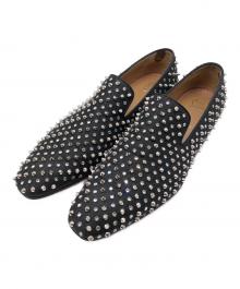 Christian Louboutin（クリスチャン・ルブタン）の古着「ビジュースタッズスリッポン　ダンデライオン フラットッキャンバス」｜ブラック