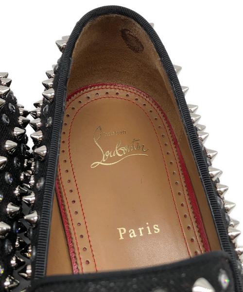 Christian Louboutin（クリスチャン・ルブタン）Christian Louboutin (クリスチャン・ルブタン) ビジュースタッズスリッポン　ダンデライオン フラットッキャンバス ブラック サイズ:44 1/2の古着・服飾アイテム