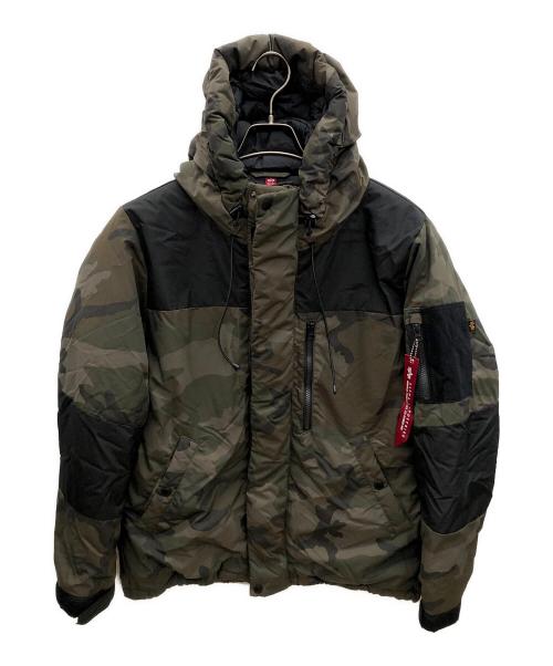 ALPHA（アルファ）ALPHA (アルファ) 中綿ジャケット カーキ×ブラック サイズ:Mの古着・服飾アイテム