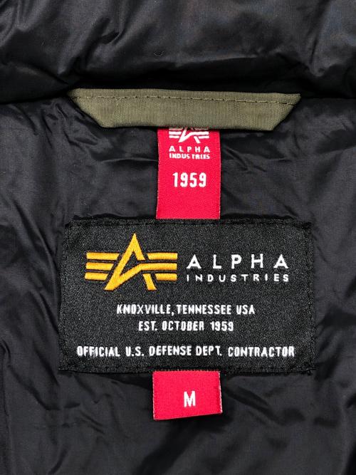 ALPHA（アルファ）ALPHA (アルファ) 中綿ジャケット カーキ×ブラック サイズ:Mの古着・服飾アイテム