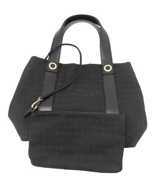 BVLGARI（ブルガリ）BVLGARI (ブルガリ) トートバッグ　ロゴマニア　ポーチ付 ブラックの古着・服飾アイテム