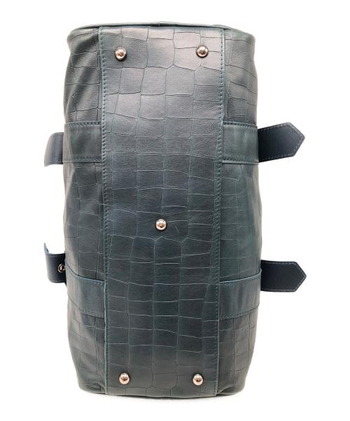 LONGCHAMP（ロンシャン）LONGCHAMP (ロンシャン) ハンドバッグ　クロコ型押し グリーンの古着・服飾アイテム