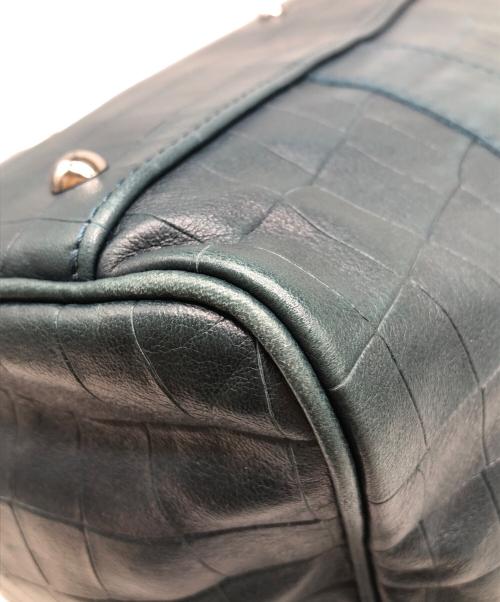 LONGCHAMP（ロンシャン）LONGCHAMP (ロンシャン) ハンドバッグ　クロコ型押し グリーンの古着・服飾アイテム