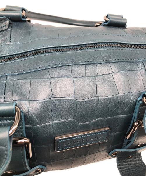 LONGCHAMP（ロンシャン）LONGCHAMP (ロンシャン) ハンドバッグ　クロコ型押し グリーンの古着・服飾アイテム