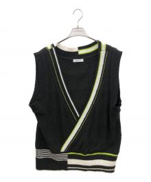 TENDER PERSON（テンダ―パーソン）の古着「クロスニットベスト」｜ブラック