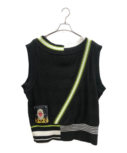 TENDER PERSON（テンダ―パーソン）TENDER PERSON (テンダ―パーソン) クロスニットベスト ブラック サイズ:00の古着・服飾アイテム