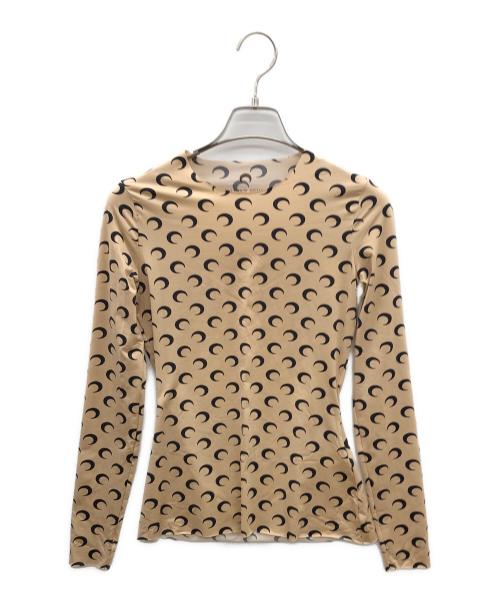 MARINE SERRE（マリーンセル）MARINE SERRE (マリーンセル) ムーンカットソー ブラウン×ブラック サイズ:Ｍの古着・服飾アイテム