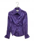 Vivienne Westwood ANGLOMANIAヴィヴィアンウエストウッドアングロマニア）の古着「バックプリント変形ブラウス」｜ブルー×パープル