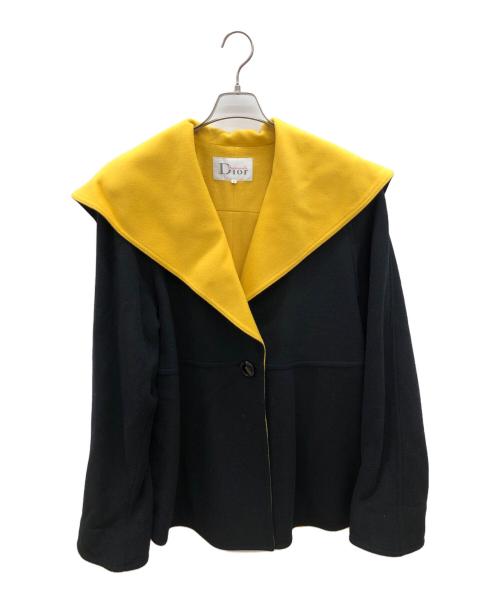 Mademoiselle Dior（マドモアゼル ディオール）Mademoiselle Dior (マドモアゼル ディオール) ウールコート ブラック×イエロー サイズ:Mの古着・服飾アイテム