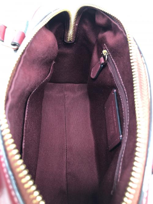 COACH（コーチ）COACH (コーチ) 2WAYバッグ　レオパード ベージュ×ワインレッドの古着・服飾アイテム